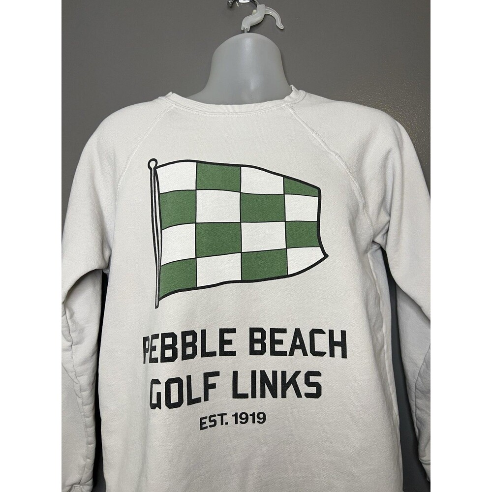Retrobrand Sweatshirt Mens Small White Pebble Beach Golf Links Graphic Fleece